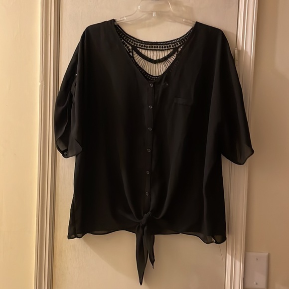 torrid Tops - Cato black lace back tie front blouse size 22/24